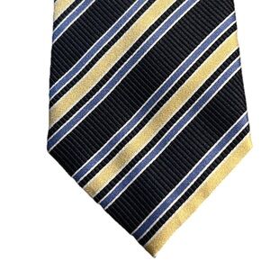 Donald J Trump Signature Collection 100% Silk Tie Yellow Blue White Stripe